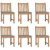 vidaXL Tuinstoelen, 6 stuks met kussens, massief teakhout