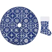 vidaXL Kerstboomrok luxe met sok 150 cm stof blauw