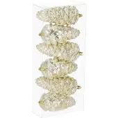 Springos Gouden Glitter Dennenhanger Kegels 6 Stuks - Onbreekbaar