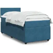 vidaXL Boxspring met matras fluweel blauw 90x190 cm