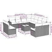 vidaXL 12-delige Loungeset met kussens poly rattan beige