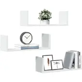 vidaXL Wandschappen 3 st 58x18x18 cm bewerkt hout wit