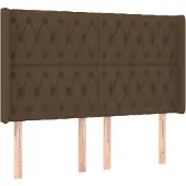 vidaXL Hoofdbord met randen 147x16x118/128 cm stof donkerbruin