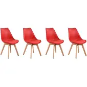 Happy Garden Set van 4 NORA Scandinavische stoelen rood met kussen