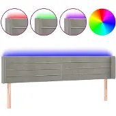 vidaXL Hoofdbord LED 163x16x78/88 cm fluweel lichtgrijs