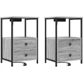 vidaXL Nachtkastje 2 st Grijs Sonoma 40 x 31 x 60 cm Bewerkt hout