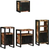 vidaXL Badkamermeubel Set 4 st Veelkleurig en Zwart 55 x 35 x 60 cm
