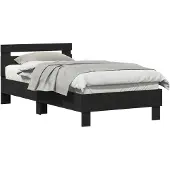 vidaXL Bedframe Zwart Eiken 193 x 95 x 88 cm Bewerkt hout
