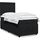 vidaXL Boxspring met matras fluweel zwart 90x200 cm