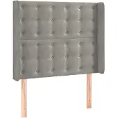 vidaXL Hoofdbord met randen 83x16x118/128 cm fluweel lichtgrijs