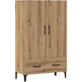 vidaXL Hoge kast 70x31x115 cm bewerkt hout artisanaal eikenkleur