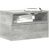vidaXL - Nachtkastje - wandgemonteerd - 45x26x28,5 - cm - betongrijs