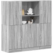 vidaXL 3-delige Keukenkastenset bewerkt hout grijs sonoma eikenkleur