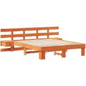 vidaXL Bedframe met hoofdeinde Bruin 160 x 200 cm Massief grenenhout