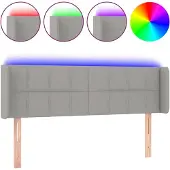 vidaXL Hoofdbord LED 147x16x78/88 cm stof lichtgrijs
