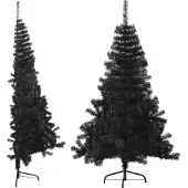vidaXL Kunstkerstboom met standaard half 120 cm PVC zwart