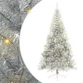 vidaXL Kunststof Voorverlichte Kerstboom met 300 LED Zilver 240 cm PET