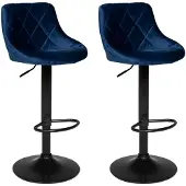 Happy Garden Set van 2 blauw fluwelen barkrukken ROBIN