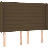 vidaXL Hoofdbord met randen 147x16x118/128 cm stof donkerbruin