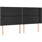 vidaXL Hoofdbord met randen 203x16x118/128 cm kunstleer zwart