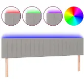 vidaXL Hoofdbord LED 200x5x78/88 cm stof lichtgrijs