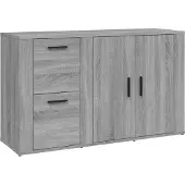 vidaXL Dressoir 100x33x59,5 cm bewerkt hout grijs sonoma eikenkleurig