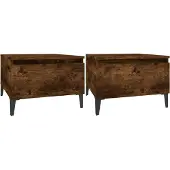 vidaXL Bijzettafels 2 st 50x46x35 cm bewerkt hout gerookt eikenkleurig