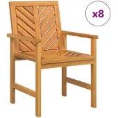 vidaXL Eetkamerstoel 8 pcs Naturel Massief Acacia Hout