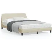 vidaXL Bedframe "Dover", crème, 140x190 cm, gestoffeerd