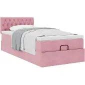 vidaXL Ottoman bed met matras 80x200cm fluweel roze