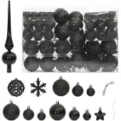vidaXL 111-delige Kerstballenset polystyreen zwart
