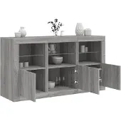 vidaXL Dressoir met LED-verlichting 123x37x67 cm grijs sonoma eiken