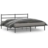 vidaXL Bedframe met hoofdbord metaal zwart 180x200 cm