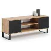 KOBI TV-meubel - houten poten - beige wit - 155x40x50 cm
