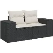 vidaXL 6-delige Loungeset met kussens poly rattan zwart