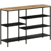 vidaXL Wandtafel 110x30x75 cm massief ruw mangohout en ijzer