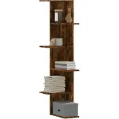 vidaXL Hoekwandschap 36,5x36,5x140 cm bewerkt hout gerookt eikenkleur