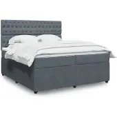 vidaXL Boxspring met matras fluweel donkergrijs 200x200 cm