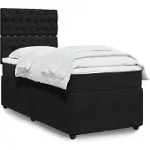 vidaXL Boxspring met matras fluweel zwart 90x200 cm