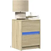 vidaXL Nachtkastje met LED-verlichting bewerkt hout sonoma eikenkleur
