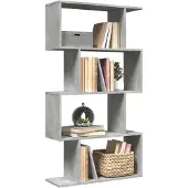 vidaXL Kamerscherm / boekenkast 4-laags 70x24x129 cm hout betongrijs