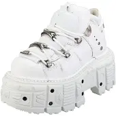 New rock Unisex wit lederen gotische punklaarzen - M-TANK106-C1