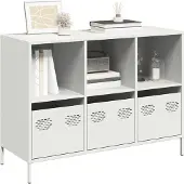 vidaXL Dressoir, wit, 101,5 x 39 x 73,5 cm, koudgewalst staal