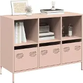 vidaXL Dressoir 101,5x39x73,5 cm koudgewalst staal roze