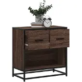 vidaXL Nachtkastje 60x31x60 cm bewerkt hout en metaal bruin eikenkleur