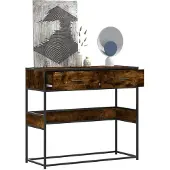 vidaXL Wandtafel 90x35x80 cm bewerkt hout gerookt eikenkleurig