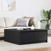 vidaXL Salontafel met lades 100x100x40 cm zwart eikenkleurig