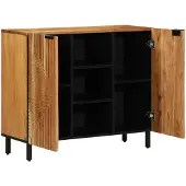 vidaXL Dressoir met plank Bruin 90 x 33 x 75 cm Massief acaciahout