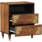 vidaXL Nachtkastje Honing bruin 50 x 33 x 62 cm Massief Mango Hout