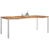 vidaXL Eettafel 200x90x75 cm Massief Teakhout en RVS